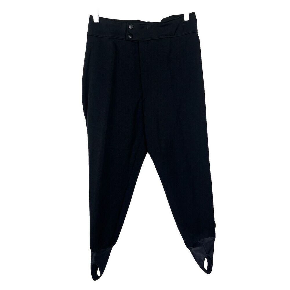 OSSI Skiwear Vintage High Waist Stirrup Black Pant Size Womens Size 8 Wool Blend
